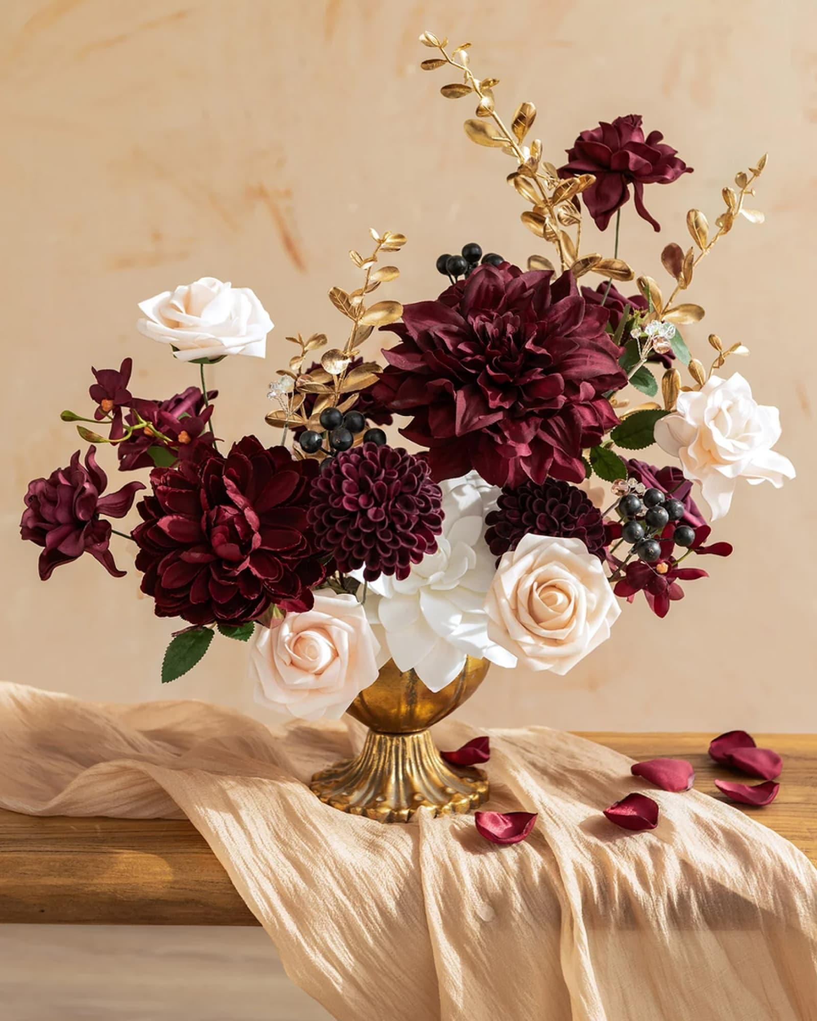 Flower Boxes in Marsala & Soft Peach
