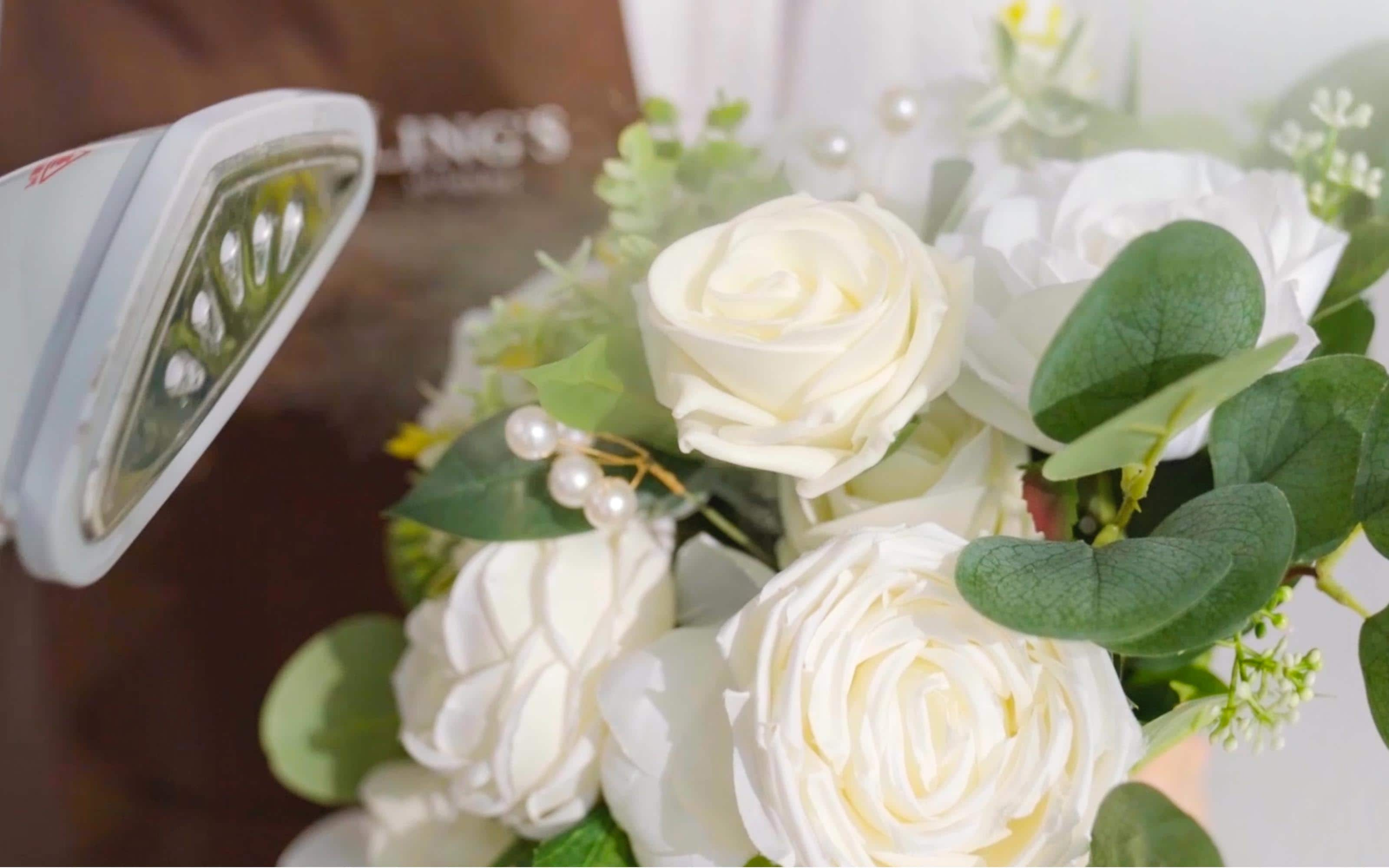 Small Cascade Bridal Bouquet in Natural Whites