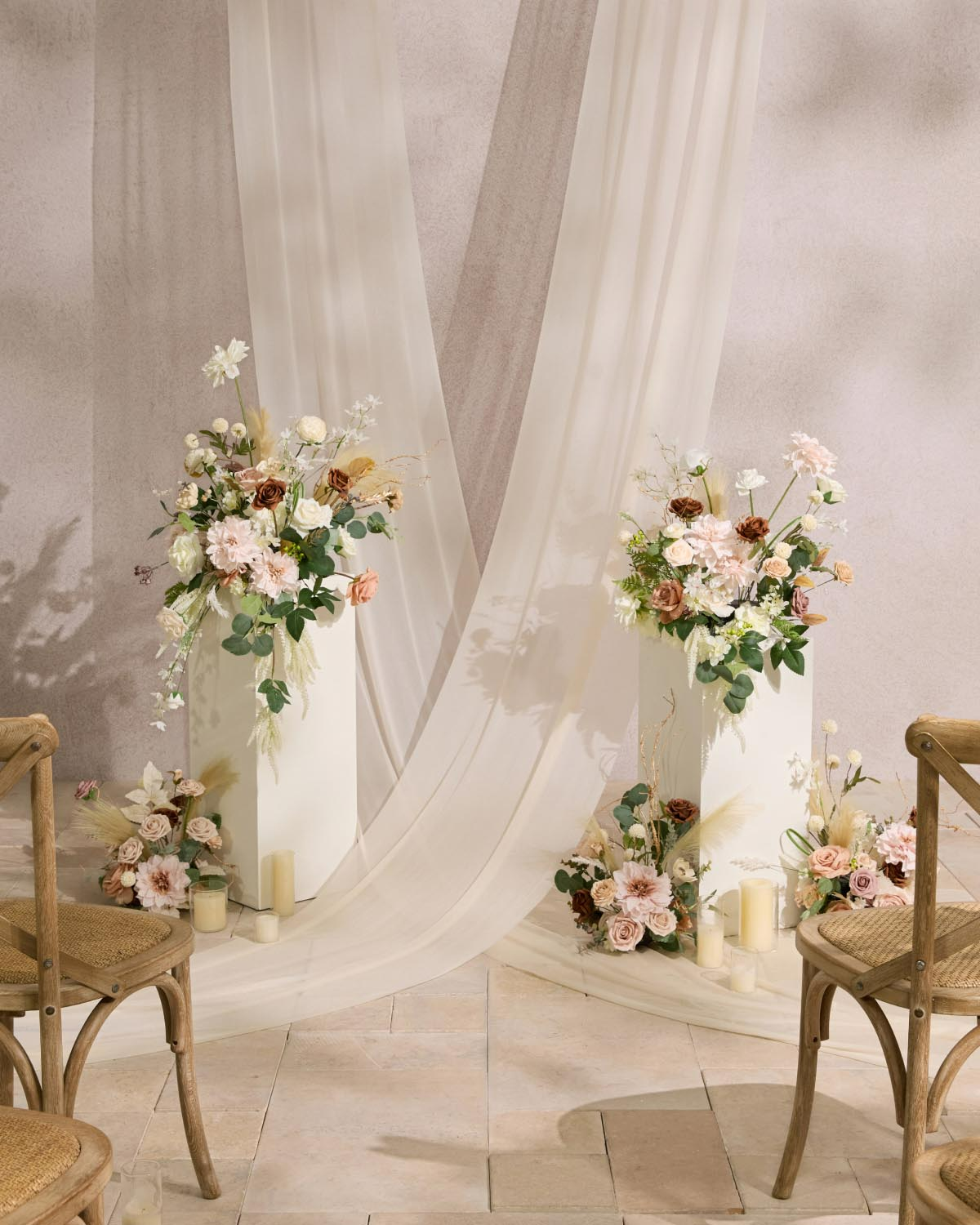 Shades of Cream Sheer Arch Drapes