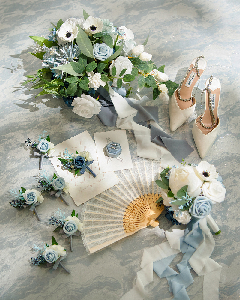 Pre-Arranged Wedding Flower Packages in Dusty Blue & Navy