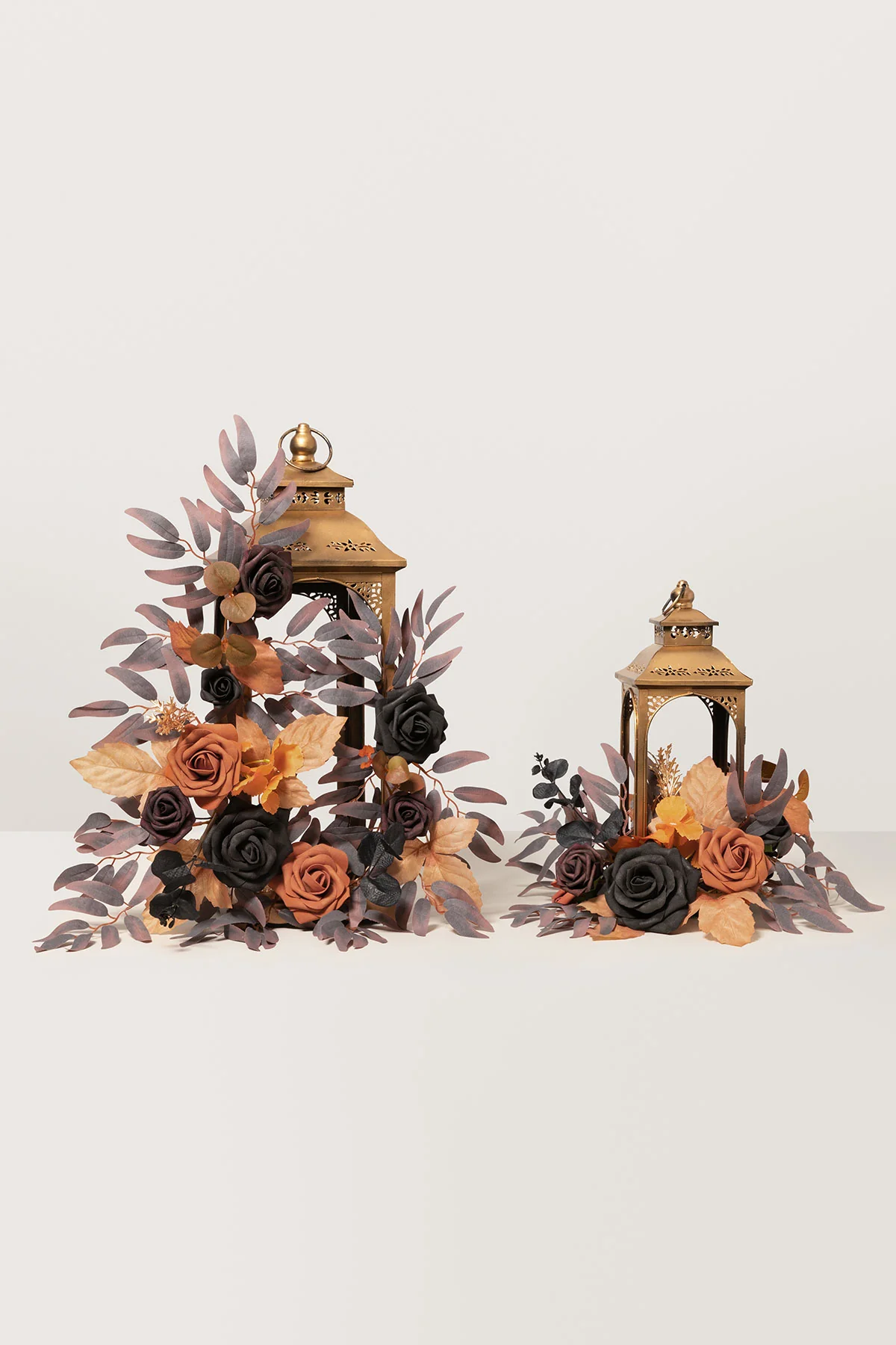 Flower Garlands in Black & Pumpkin Orange