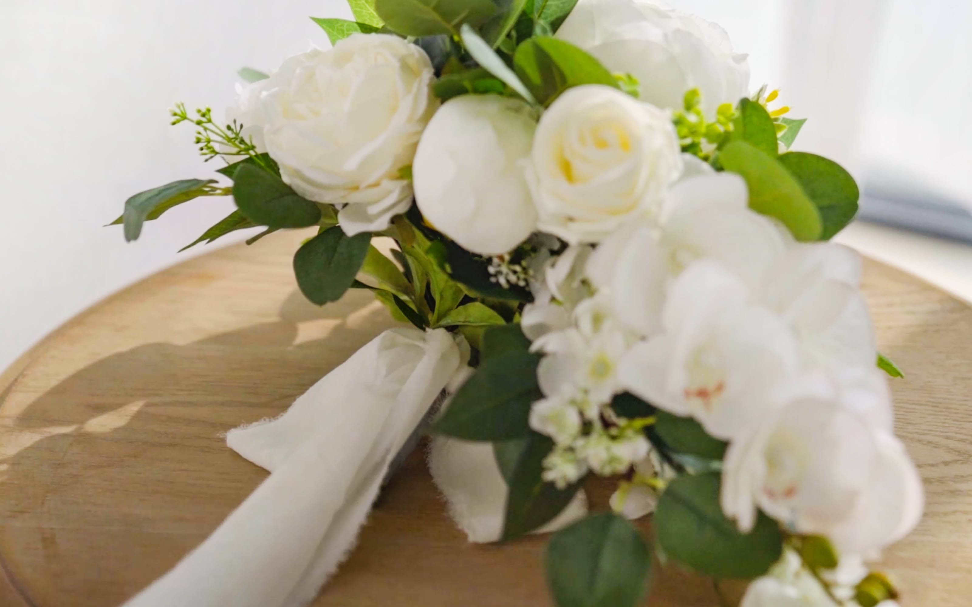 Small Cascade Bridal Bouquet in Natural Whites