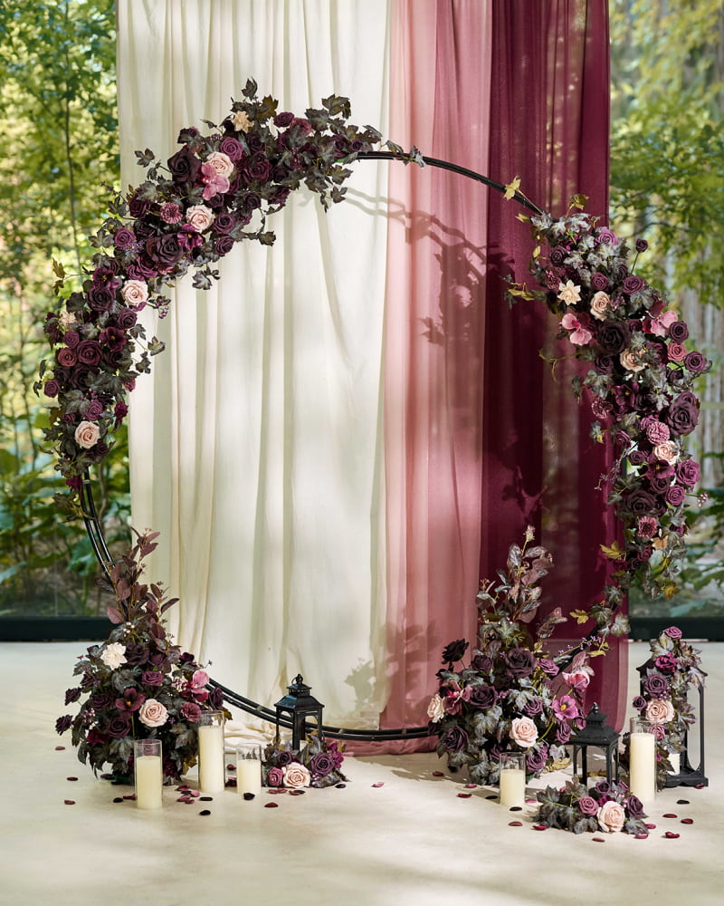 Modular Garlands Arch Decor in Black & Burgundy