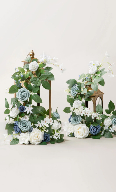 2ft Flower Garlands in Dusty Blue & Navy