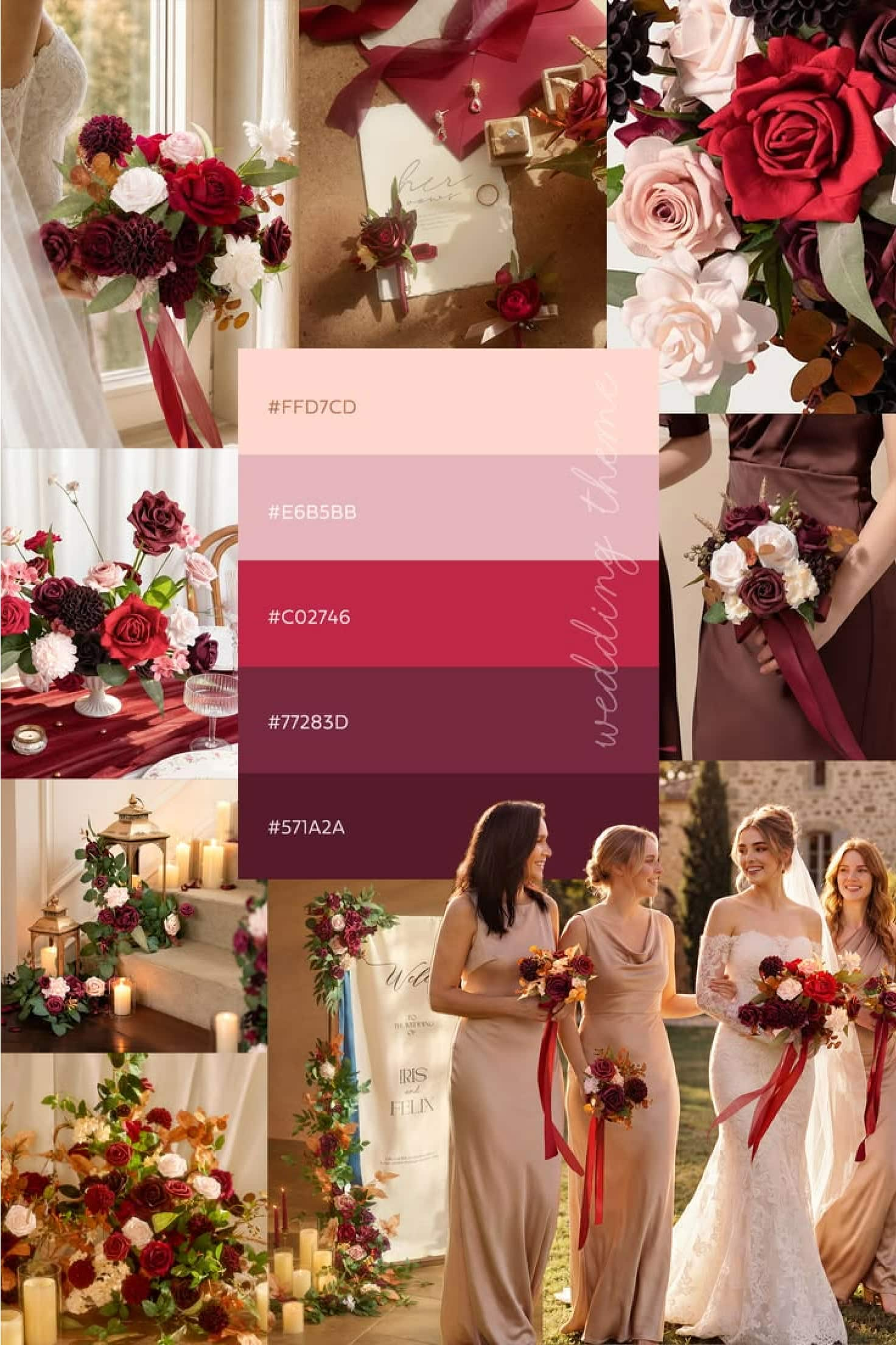 Burgundy Red Romance Wedding