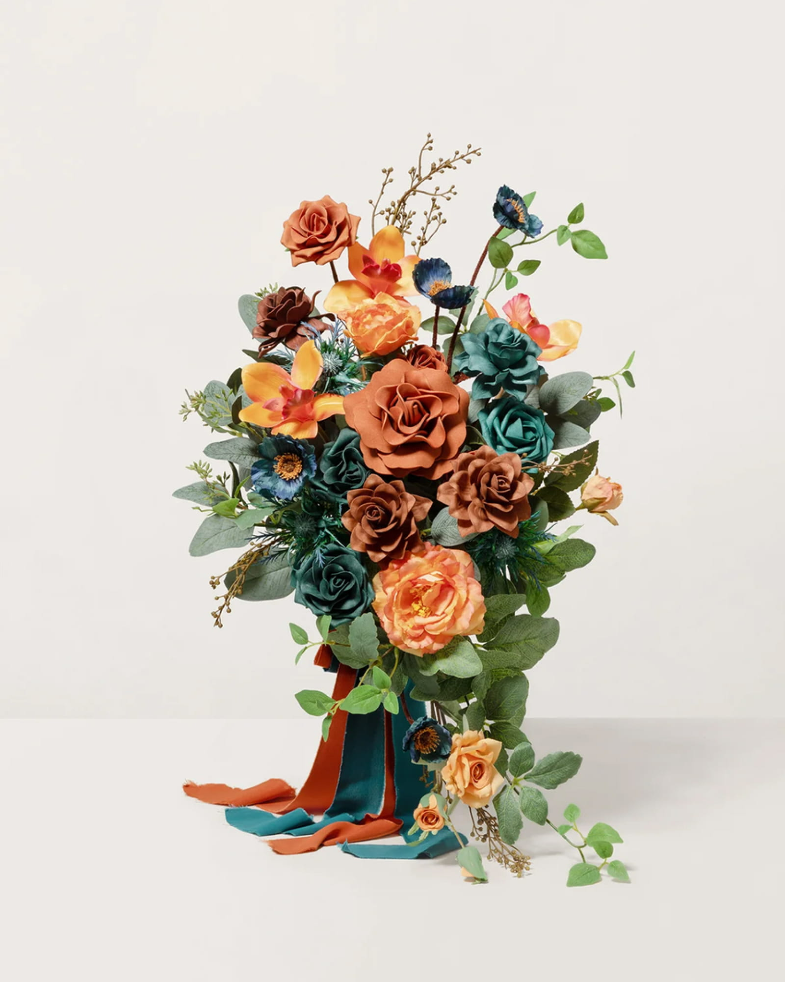 Bridal Bouquet in Dark Teal & Burnt Orange