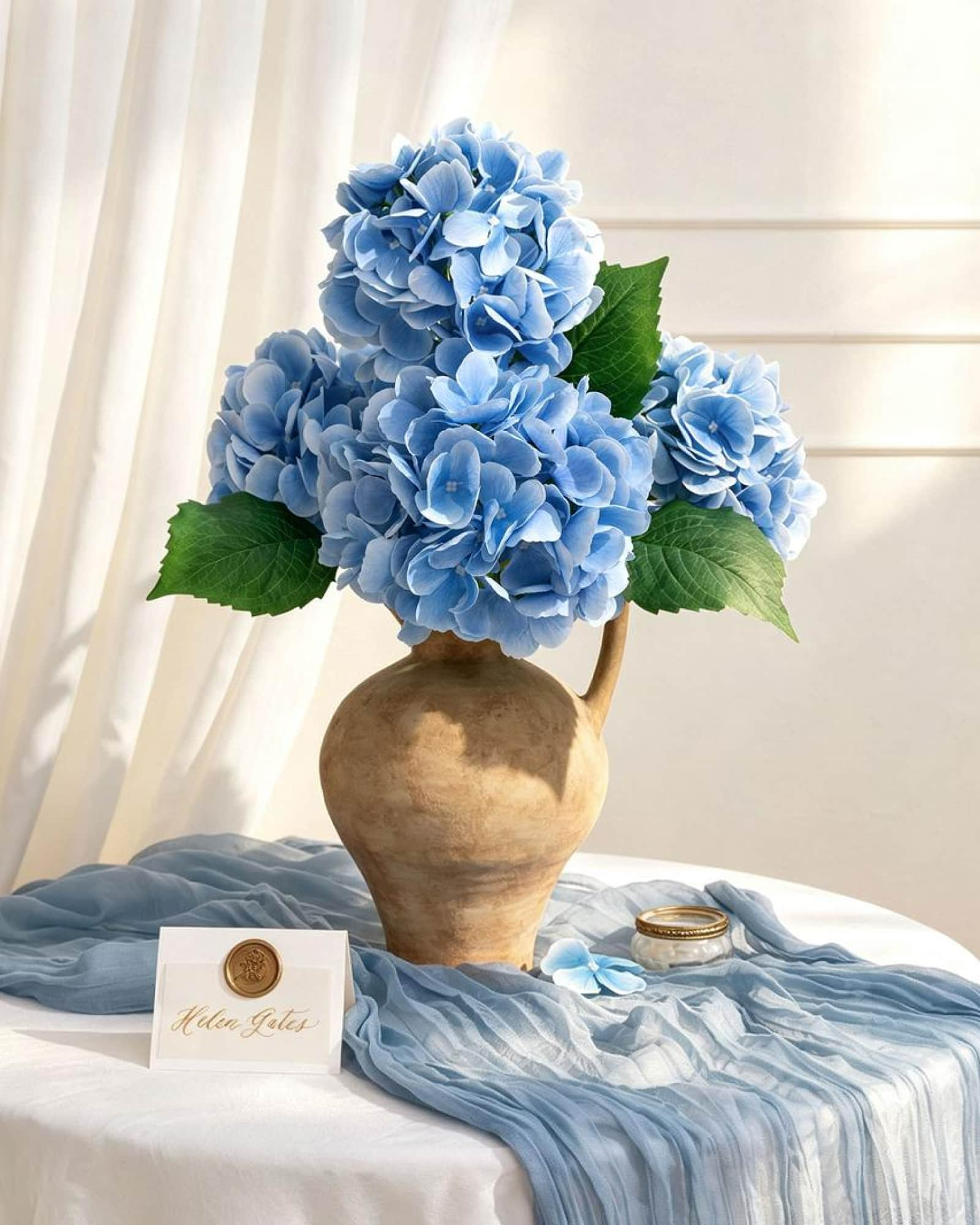 Hydrangeas with Stem - Sky Blue