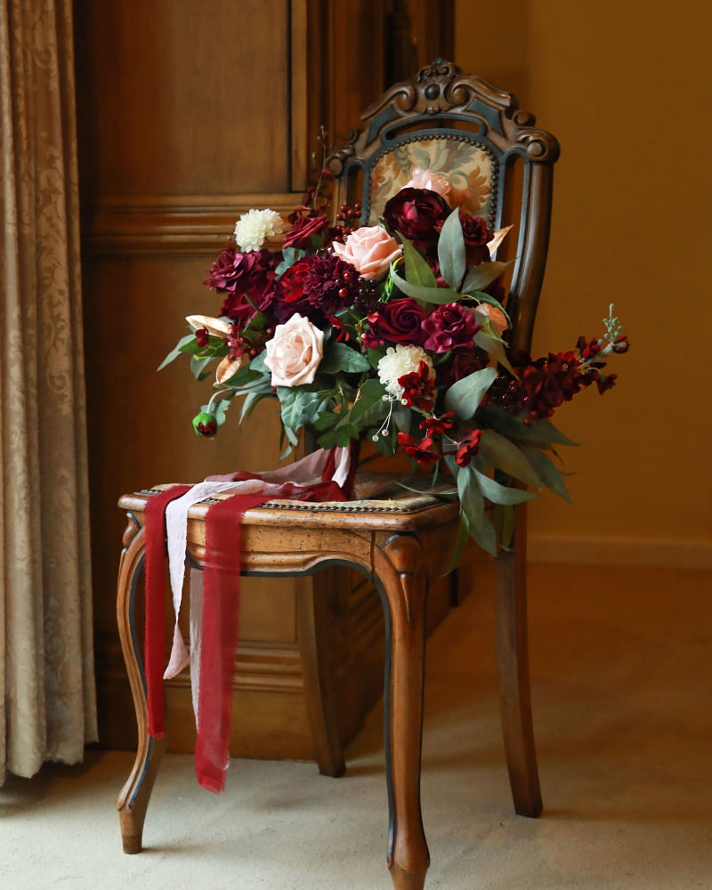 Large Free-Form Bridal Bouquet in Romantic Marsala
