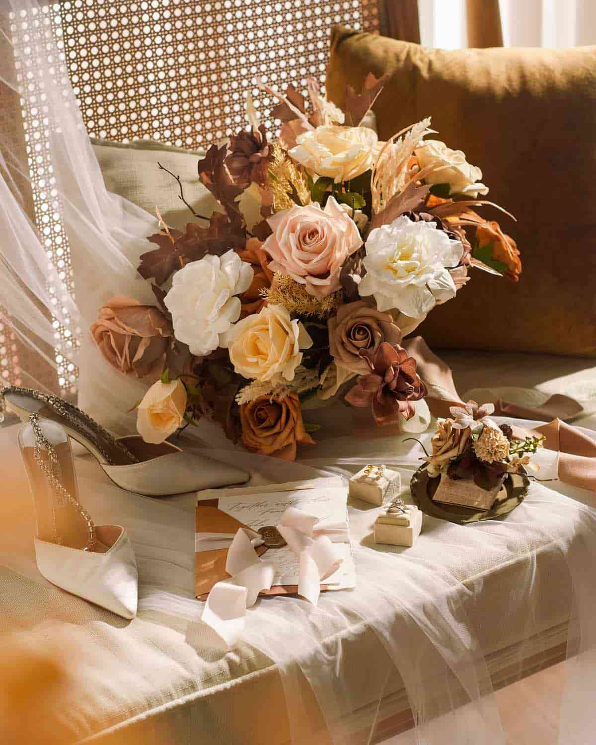 Small Free-Form Bridal Bouquet in Rust & Sepia
