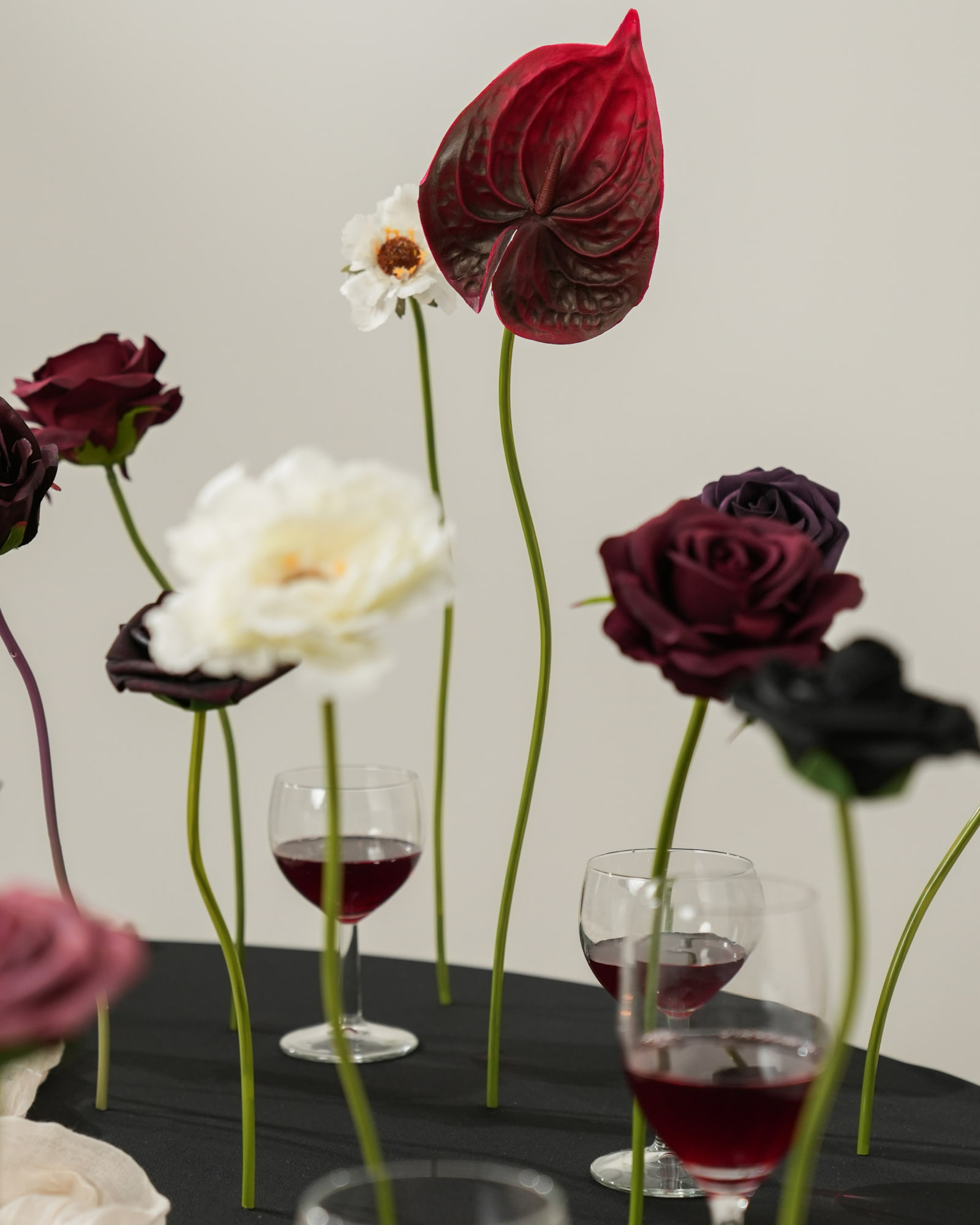 Flower Boxes in Burgundy & Black