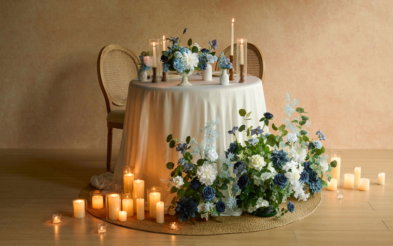 Altar Decor Free-Standing Flowers in Dusty Blue & Navy