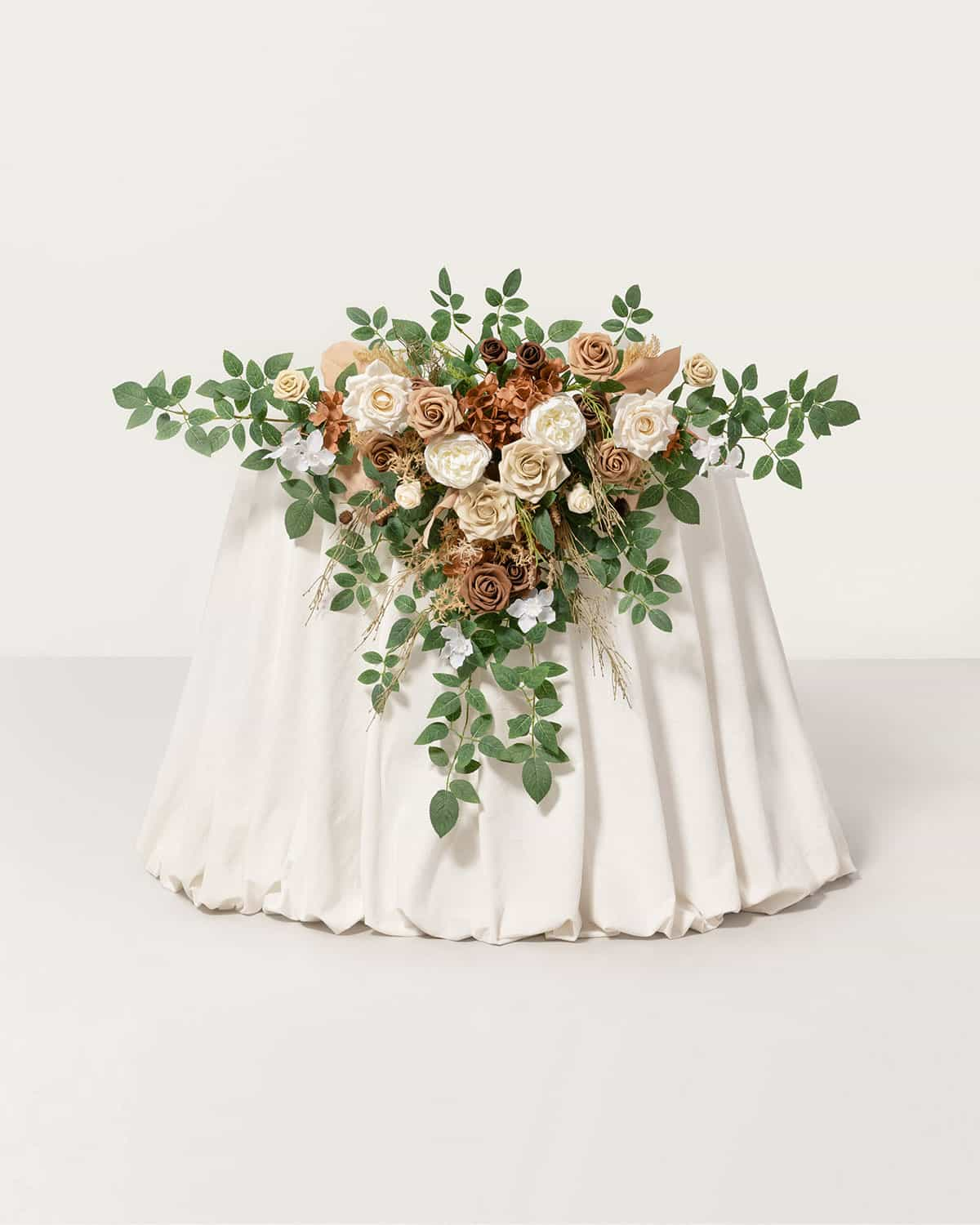 Sweetheart Table Floral Swags in Earth Brown & Tawny Beige
