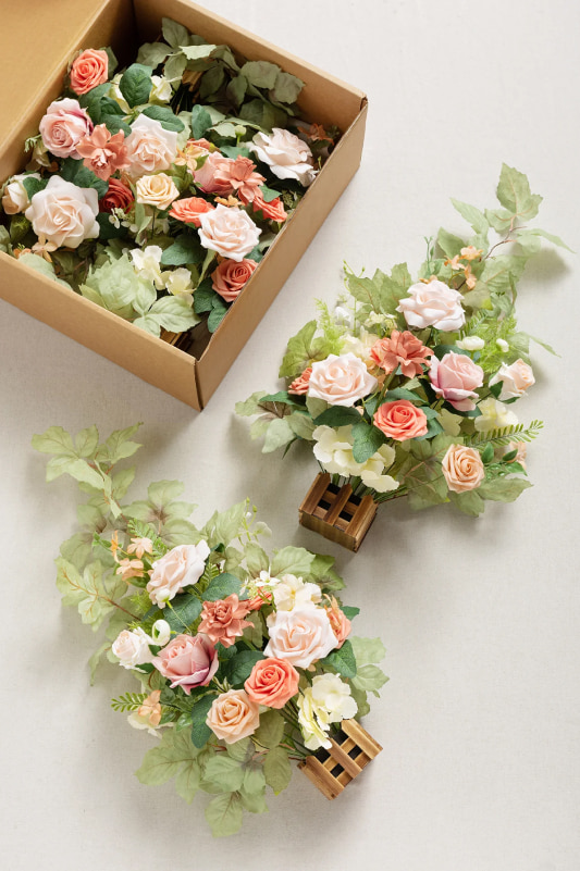 Wedding Aisle Runner Flower Arrangements in Garden Blush