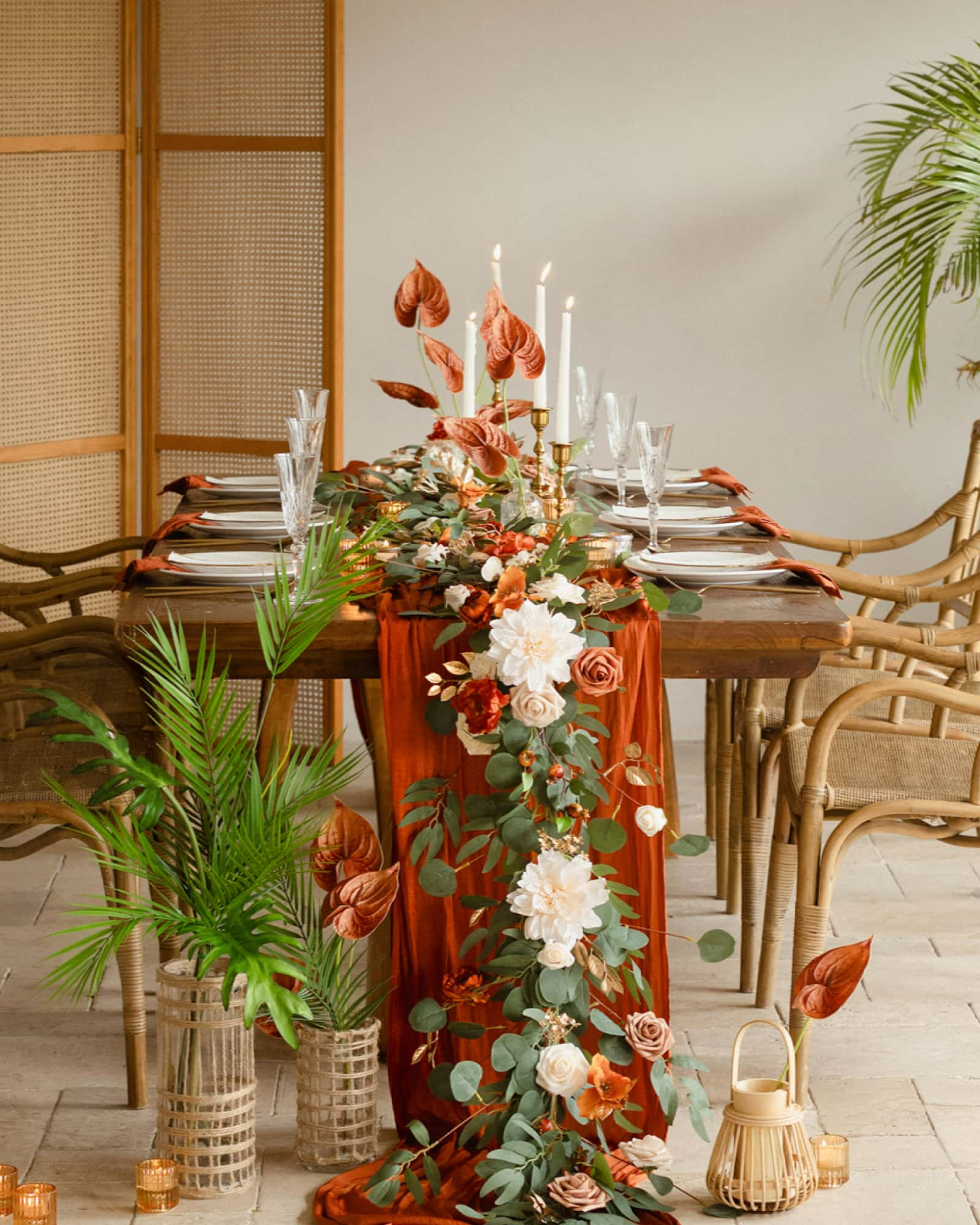 Flower Garland in Sunset Terracotta