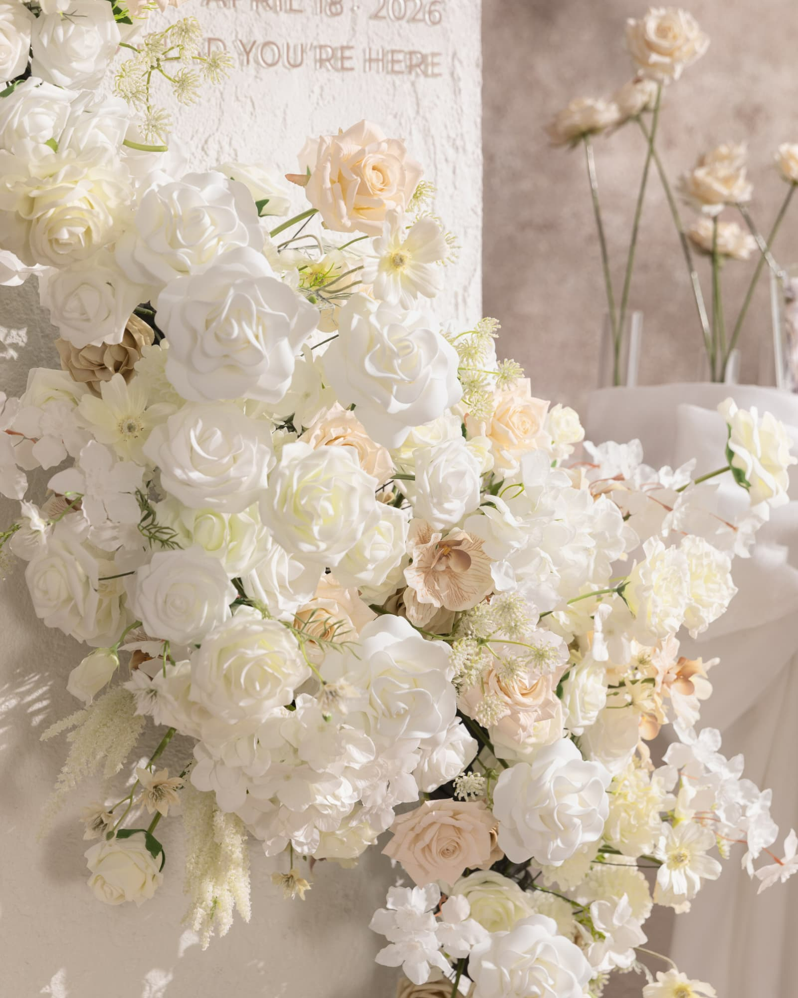 Flower Garland in White & Sage