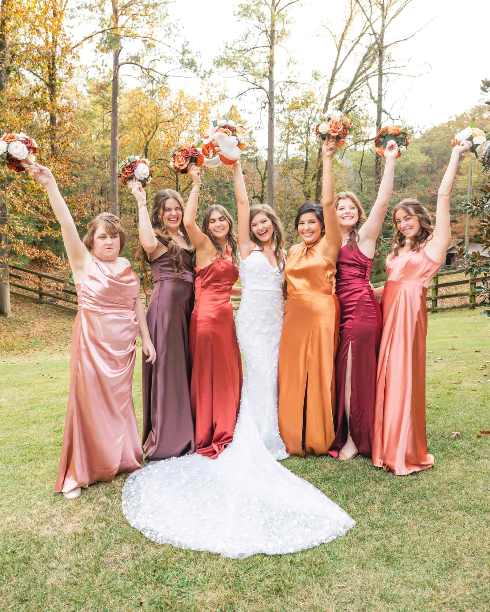 Bridesmaid Bouquets in Sunset Terracotta