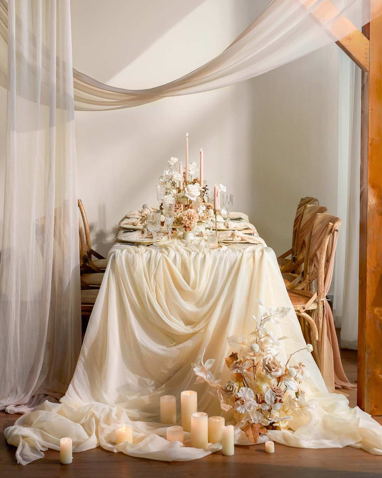 Lyocell Velvet Cloth for Table and Backdrop in Tawny Beige