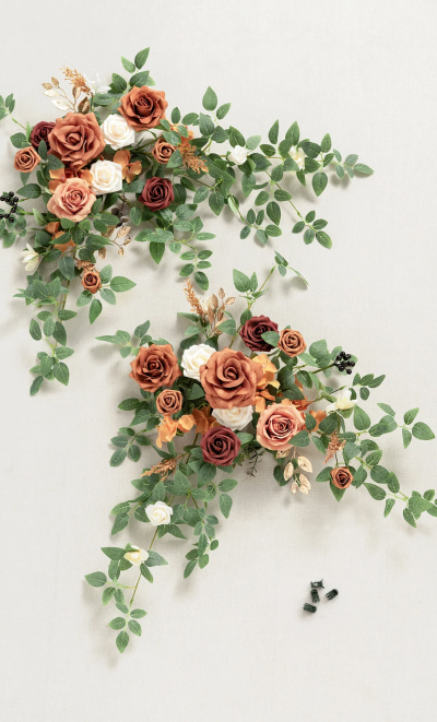 Sweetheart Table Floral Swags in Sunset Terracotta