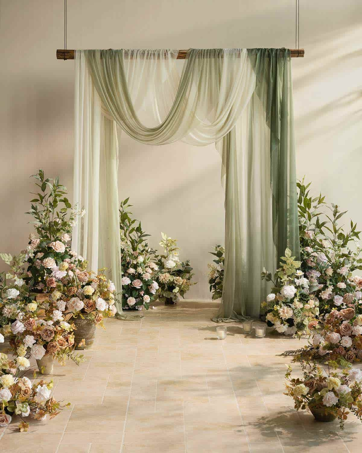 Sheer Wedding Arch Draping 30" w x 20ft - Ombre Colors