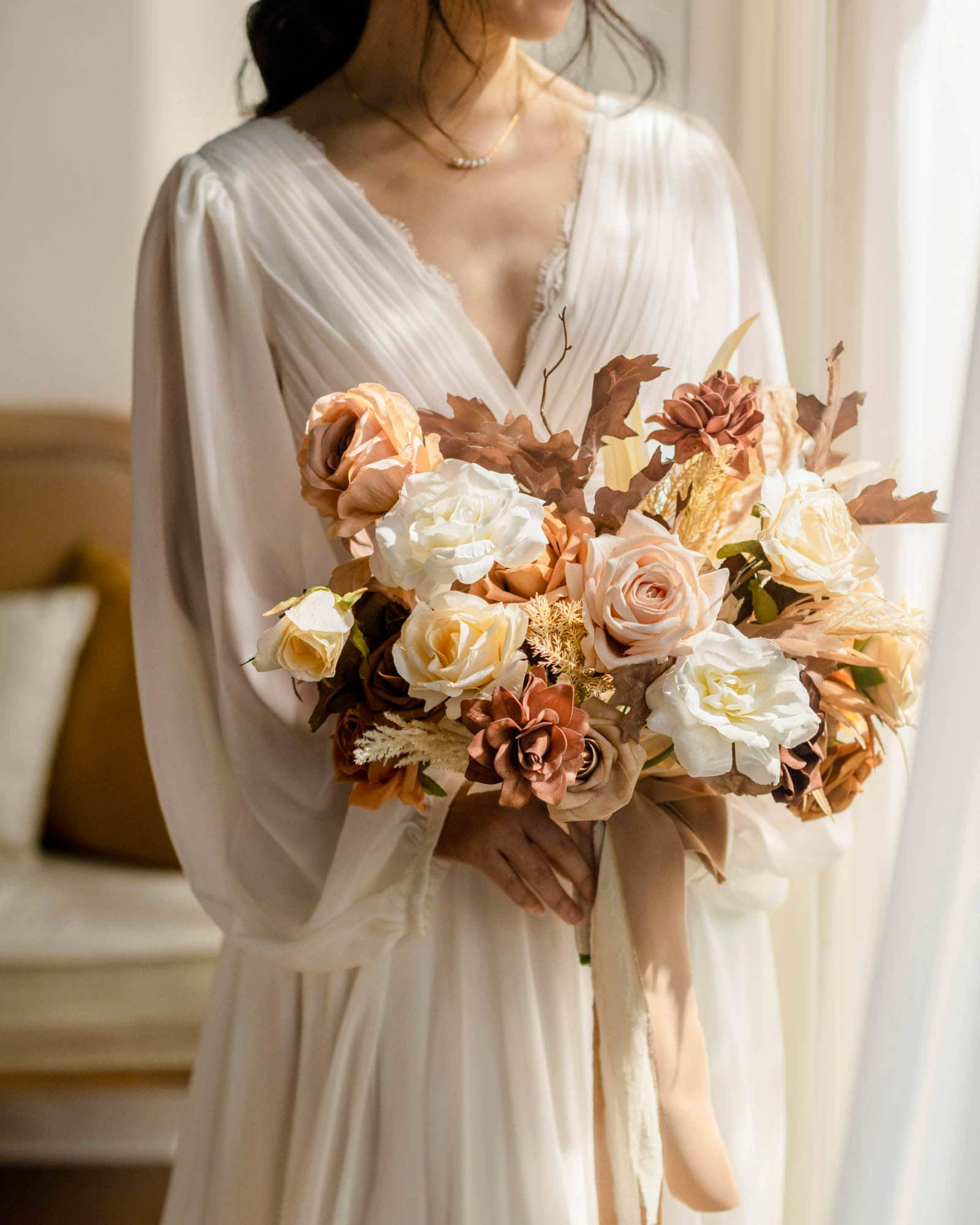 Small Free-Form Bridal Bouquet in Rust & Sepia