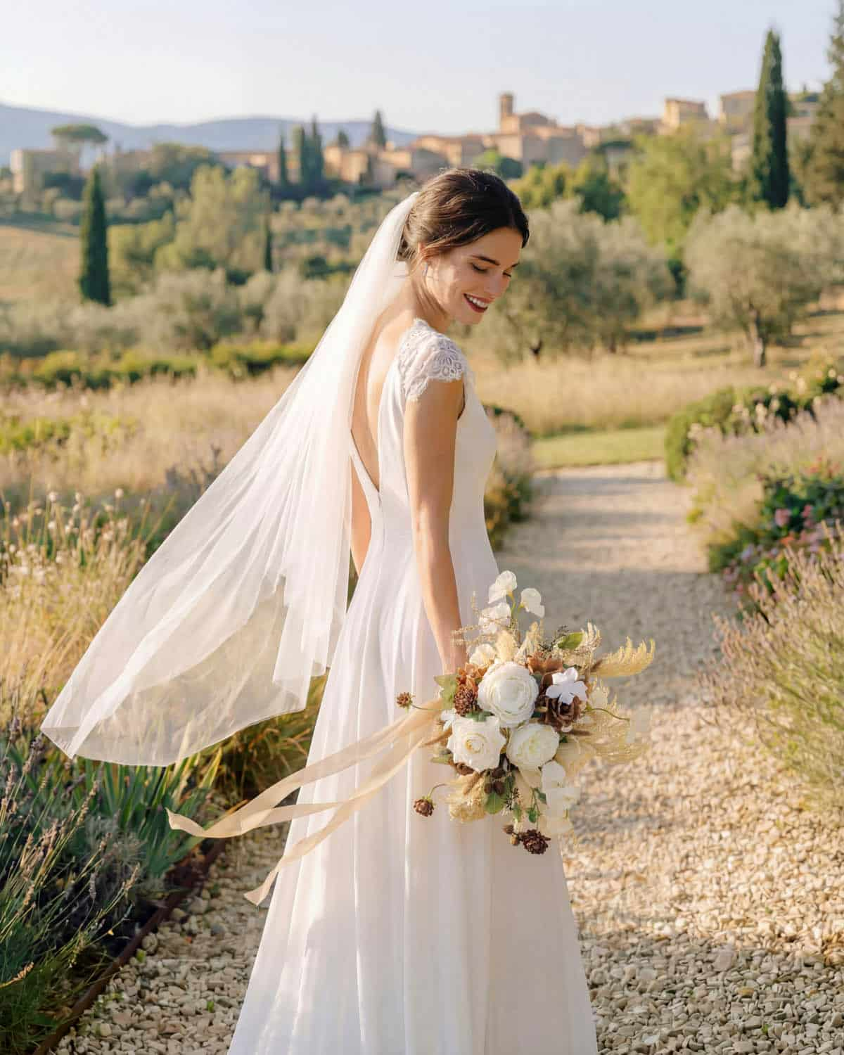 Small Free-Form Bridal Bouquet in Brown & Beige