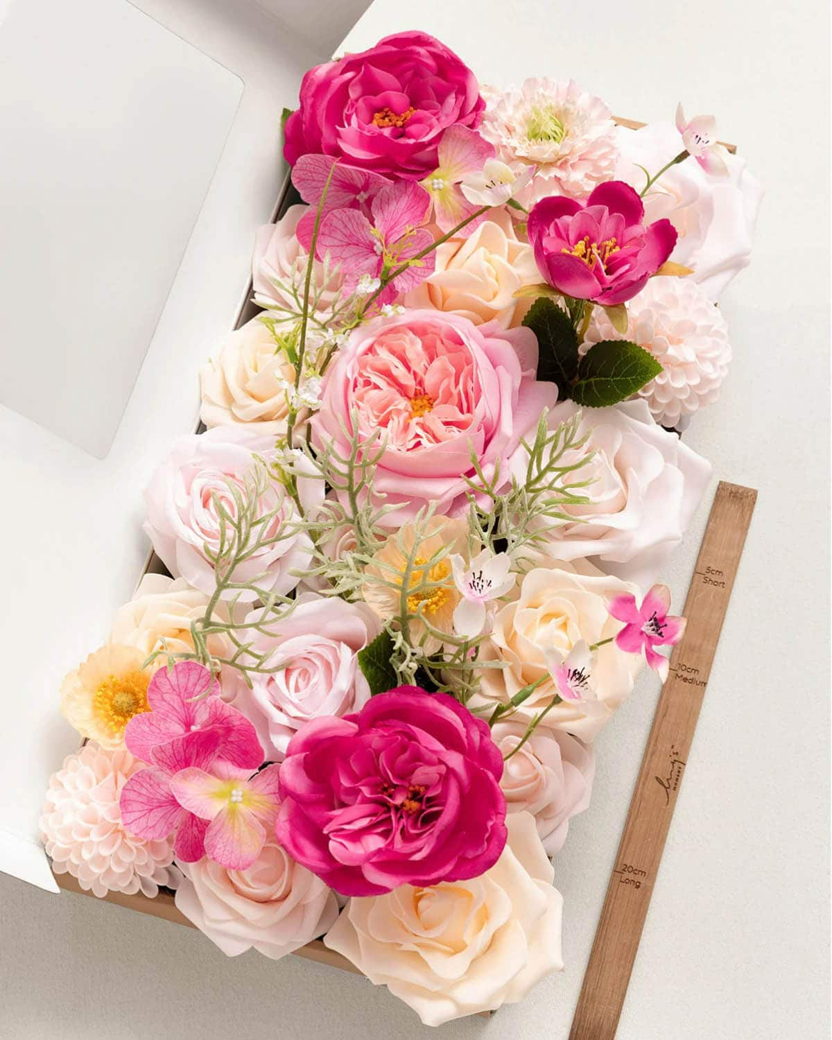 DIY Designer Flower Box in Powder Pink & Berry Pink & Cream