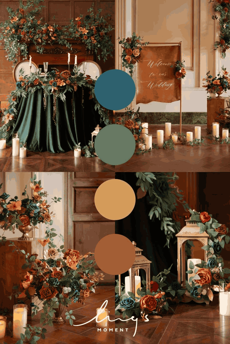 Dark Teal & Burnt Orange Wedding