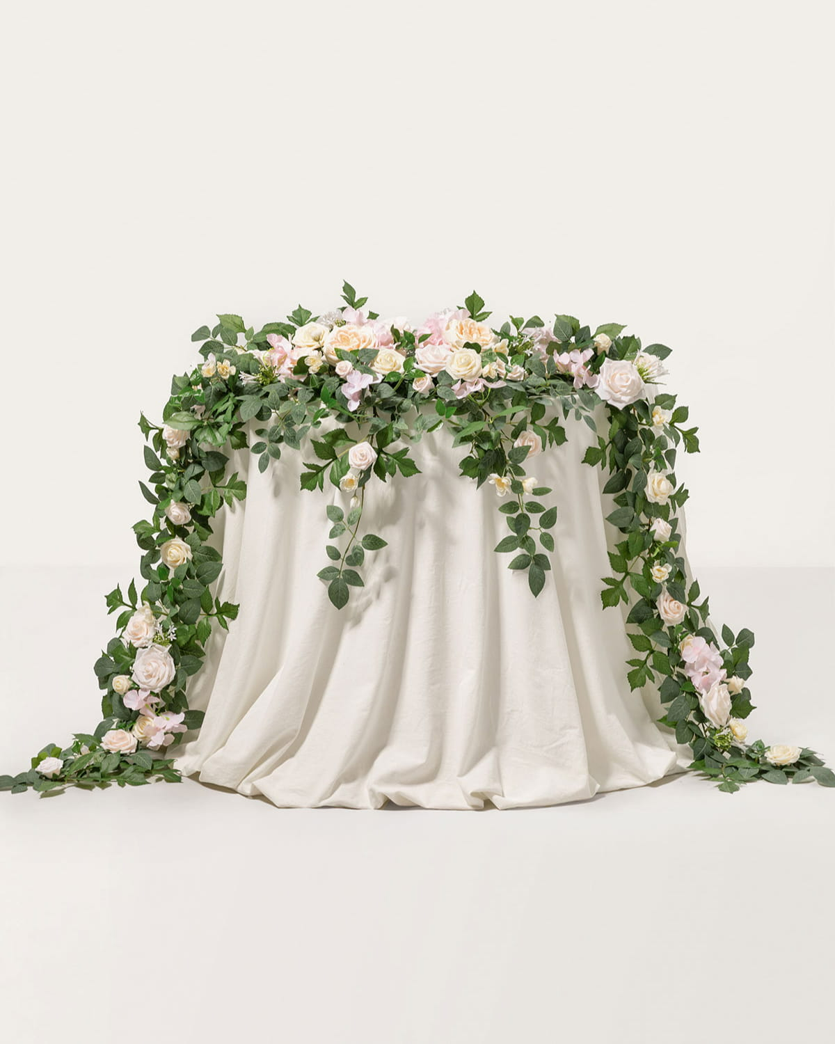 9ft Head Table Flower Garland in Powder Pink & Cream