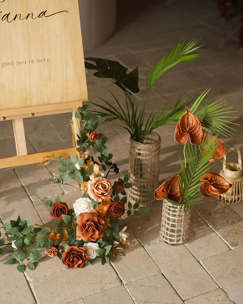 Large Floral Centerpiece Set in Sunset Terracotta