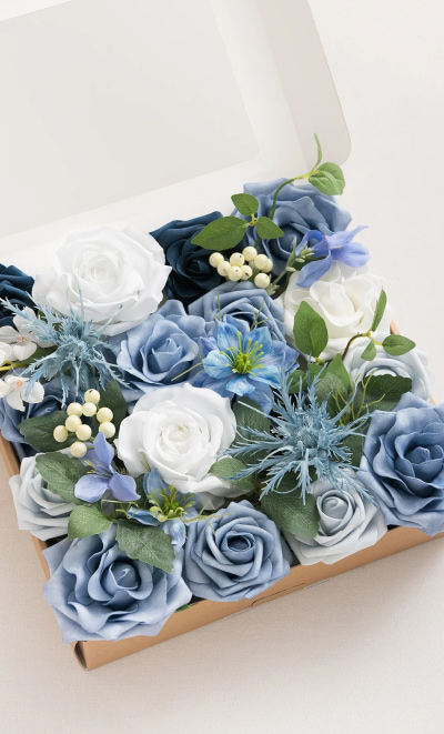 DIY Designer Flower Box in Timeless French Blue & White