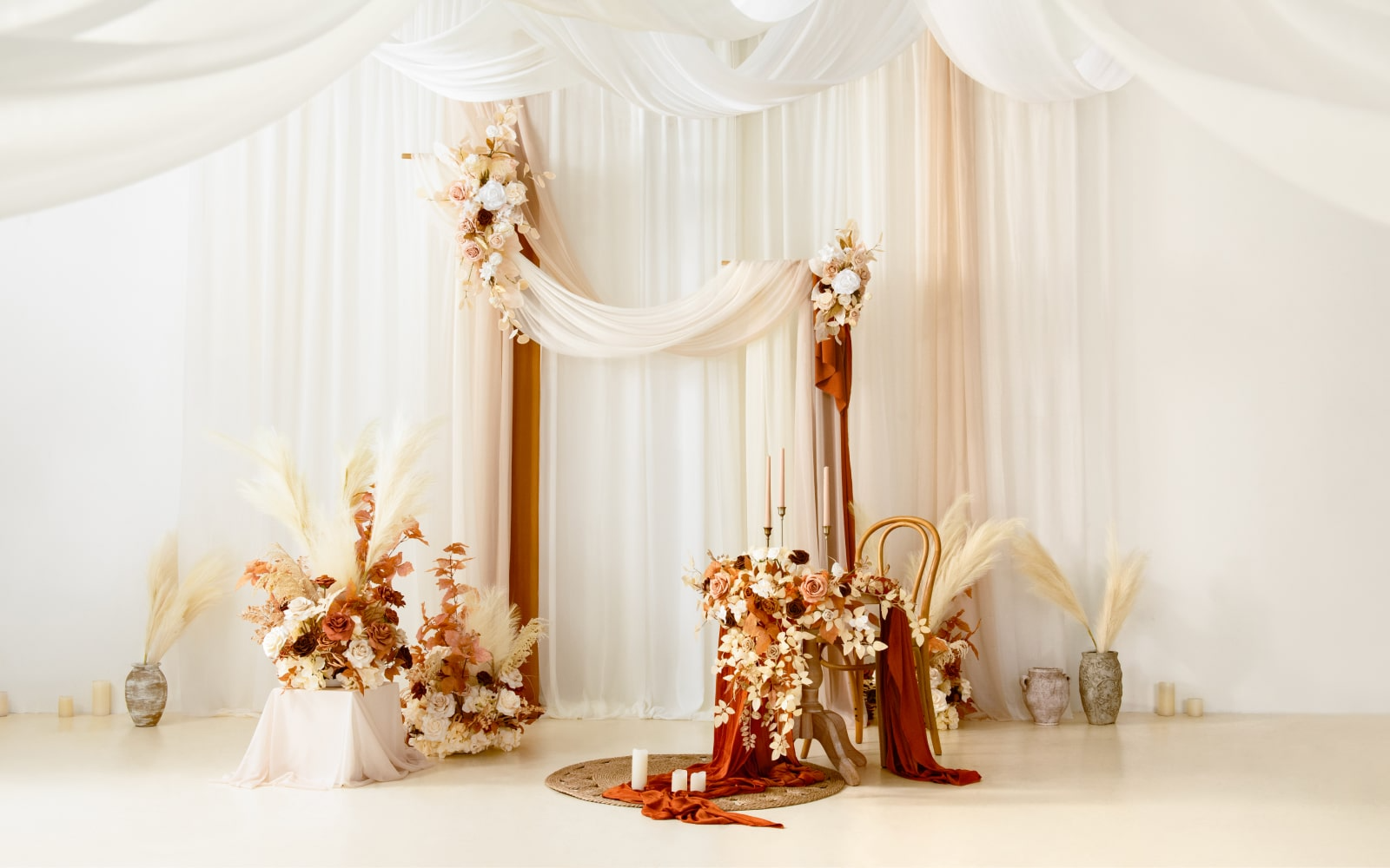 Altar Decor Free-Standing Flowers in Rust & Sepia