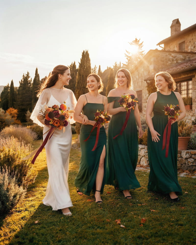 Burgundy & Burnt Orange Bridal Bouquet