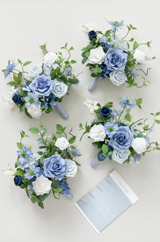 Bridesmaid Bouquets in Timeless French Blue & White