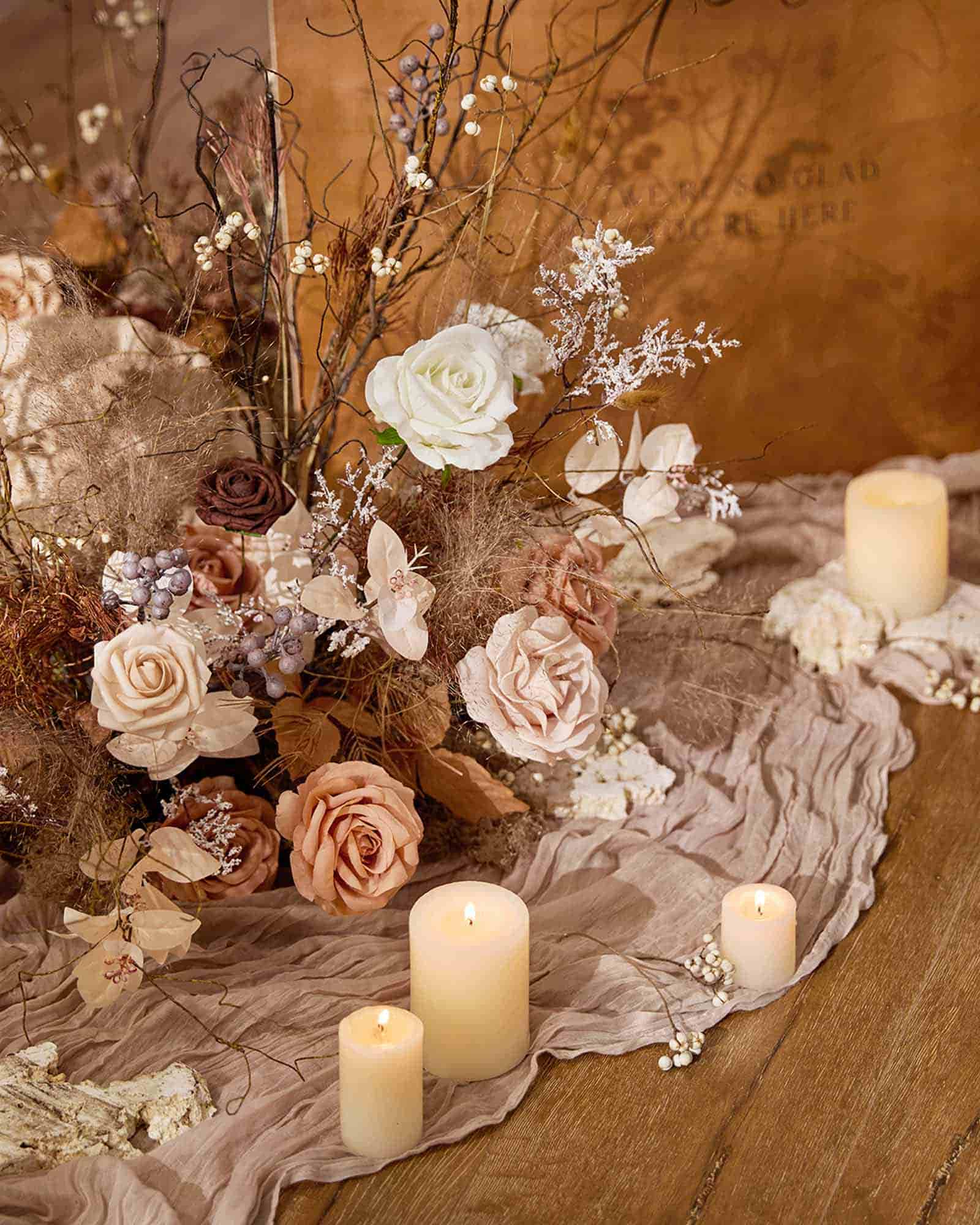3" Foam Rose with Stem in Warmth & Walnut Romance Wedding