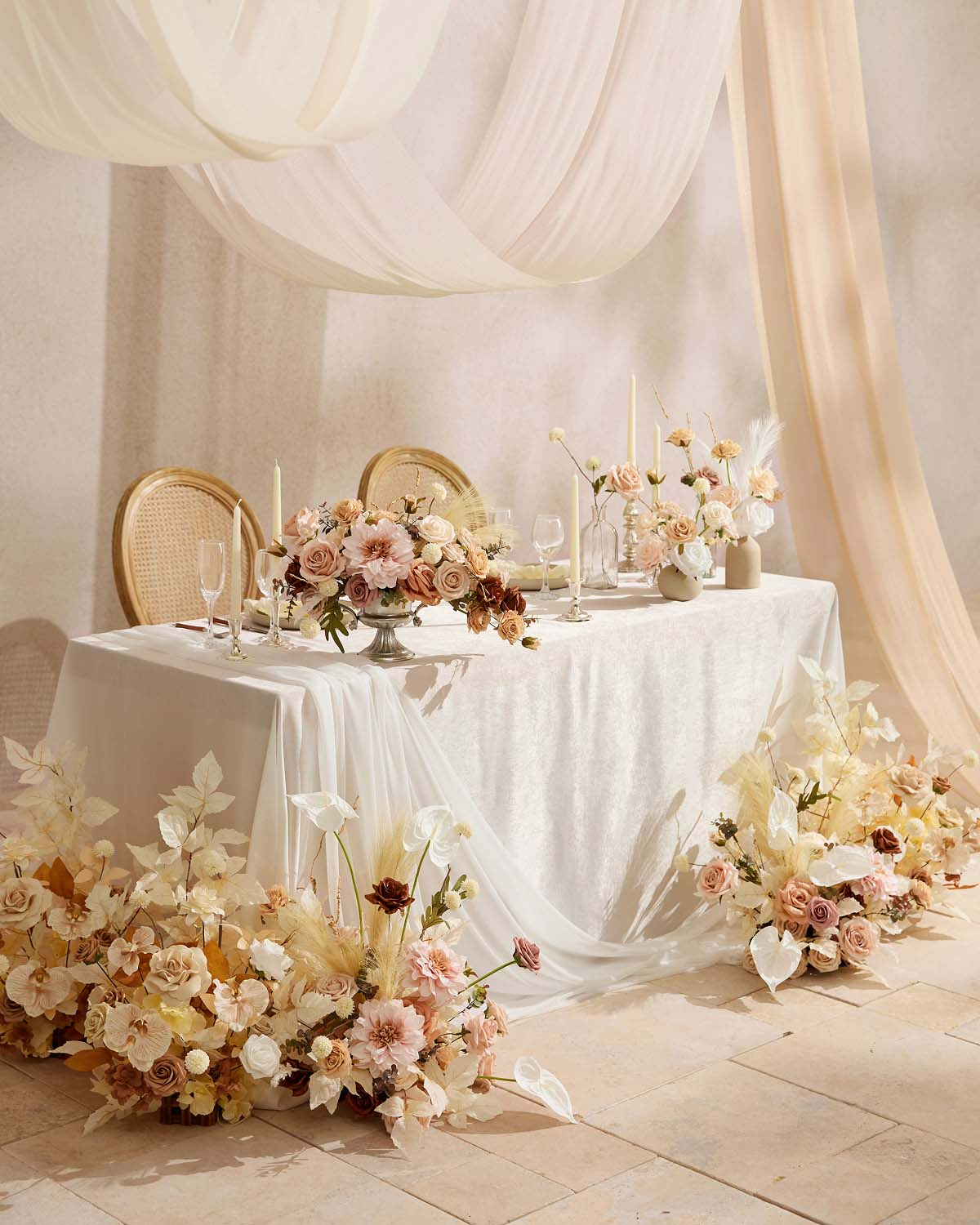 Altar Decor Free-Standing Flowers in Tawny Beige & Sand Beige