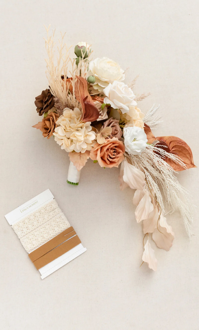 Medium Cascade Bridal Bouquet in Rust & Sepia
