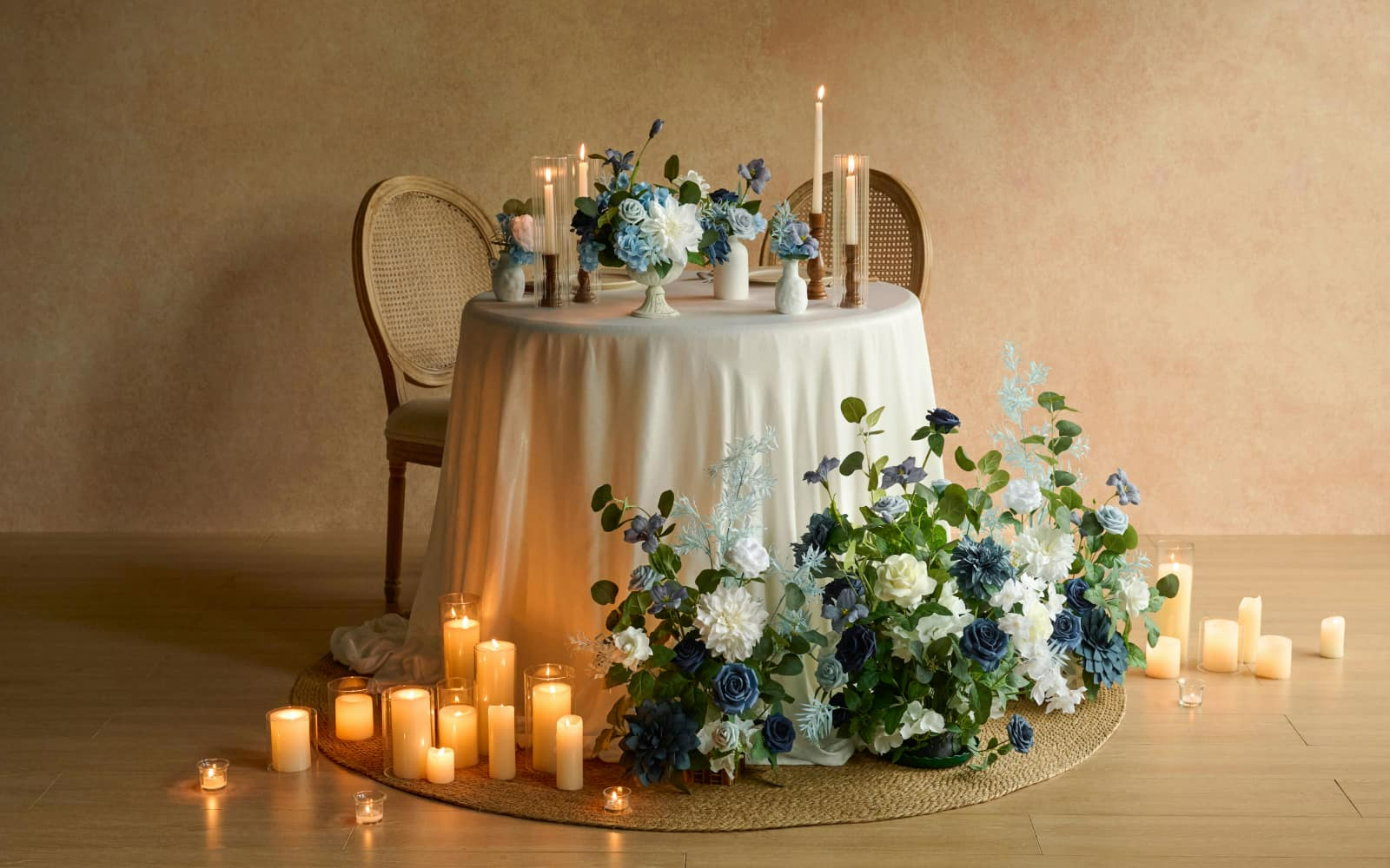 Altar Decor Free-Standing Flowers in Dusty Blue & Navy