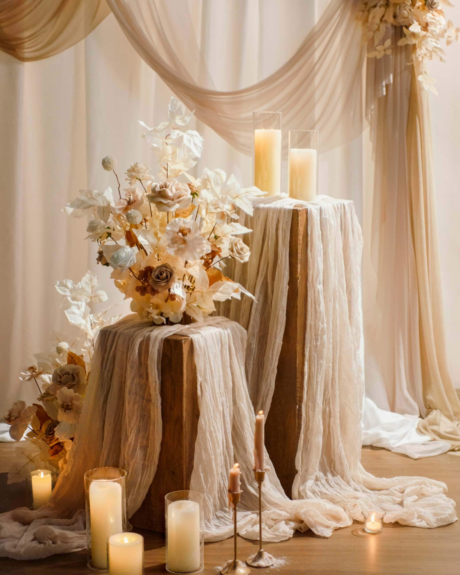 Altar Decor Free-Standing Flowers in Tawny Beige & Sand Beige