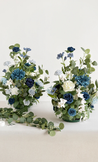 Altar Decor Free-Standing Flowers in Dusty Blue & Navy