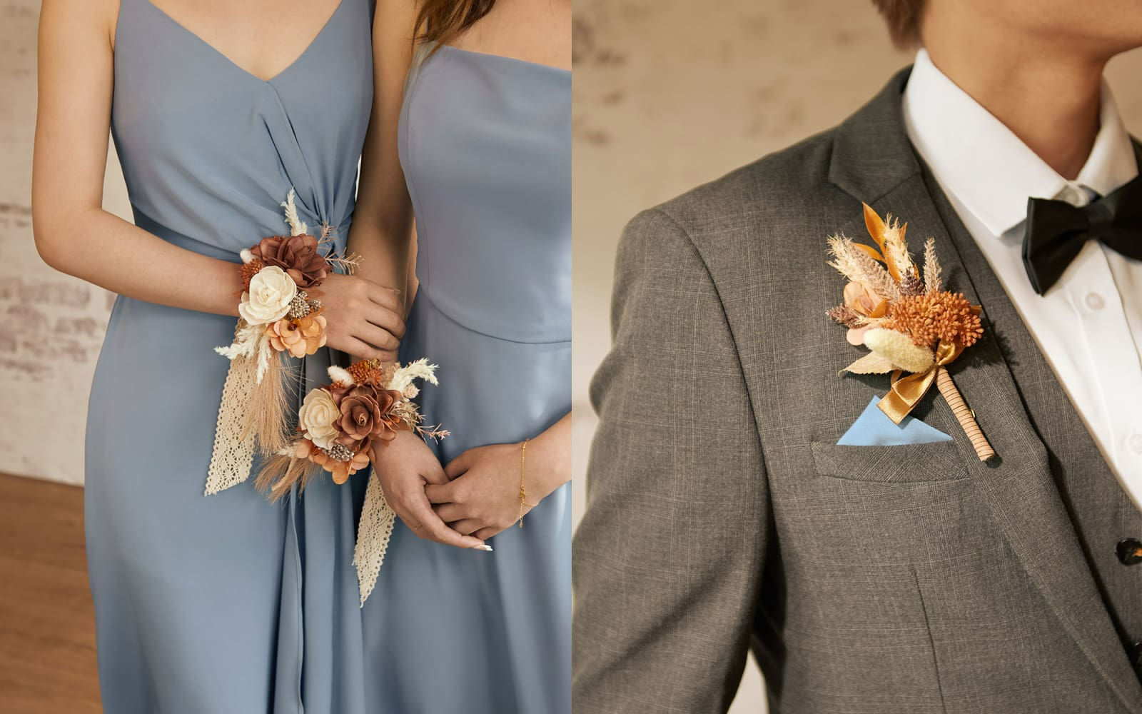 Boutonnieres in Rust & Sepia