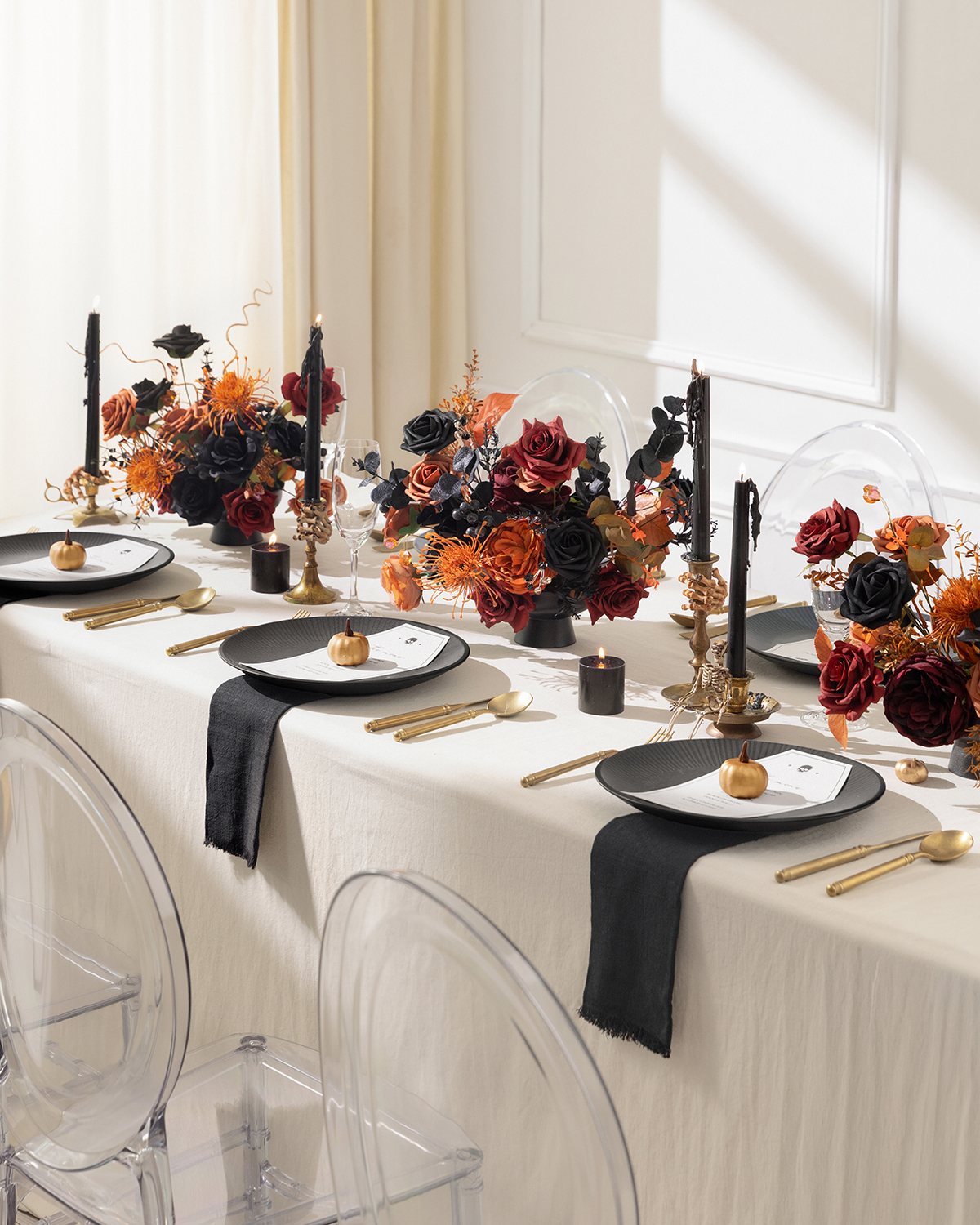 Flower Boxes in Black & Pumpkin Orange