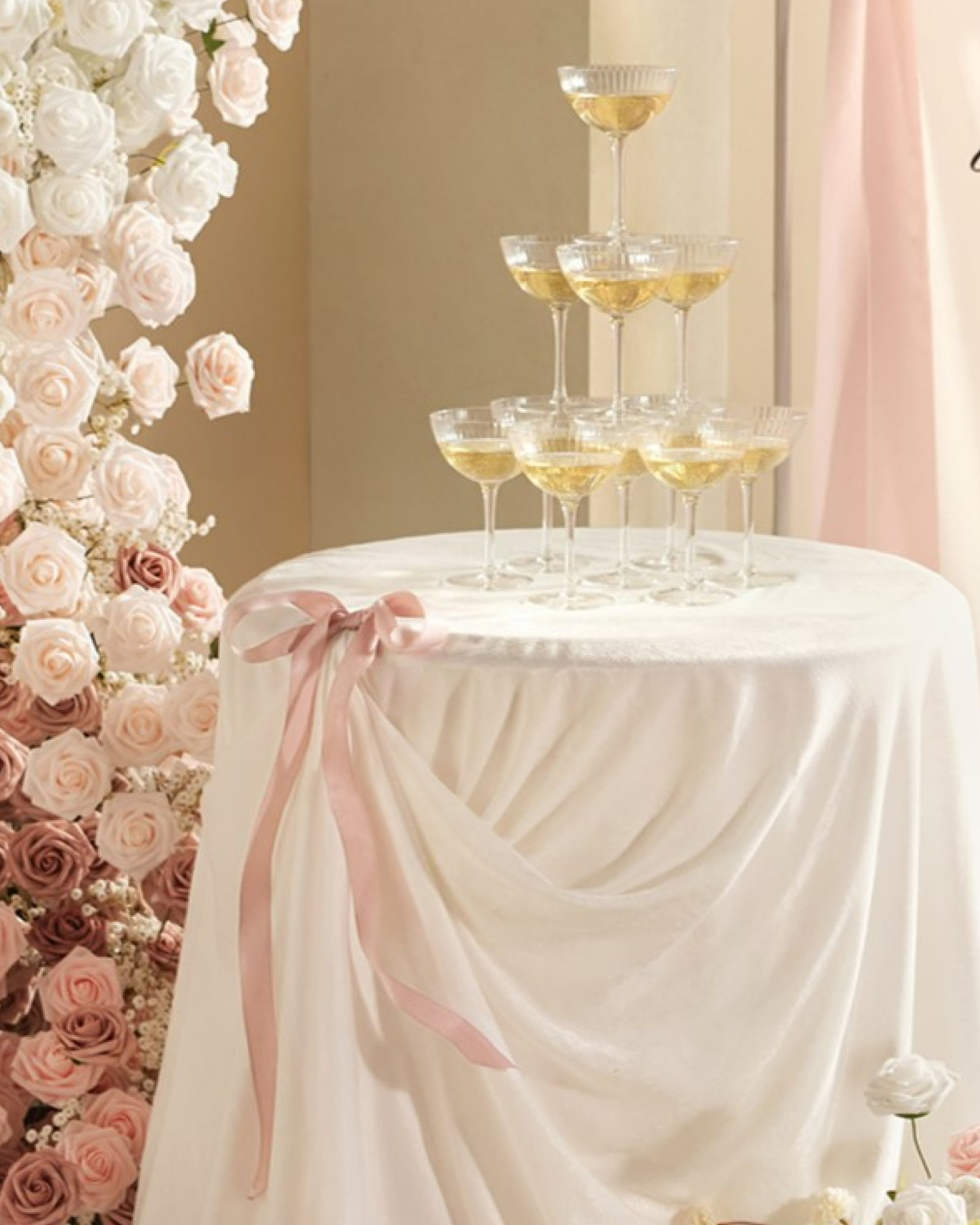 19.5 ft Matte Satin Ribbons in Blush