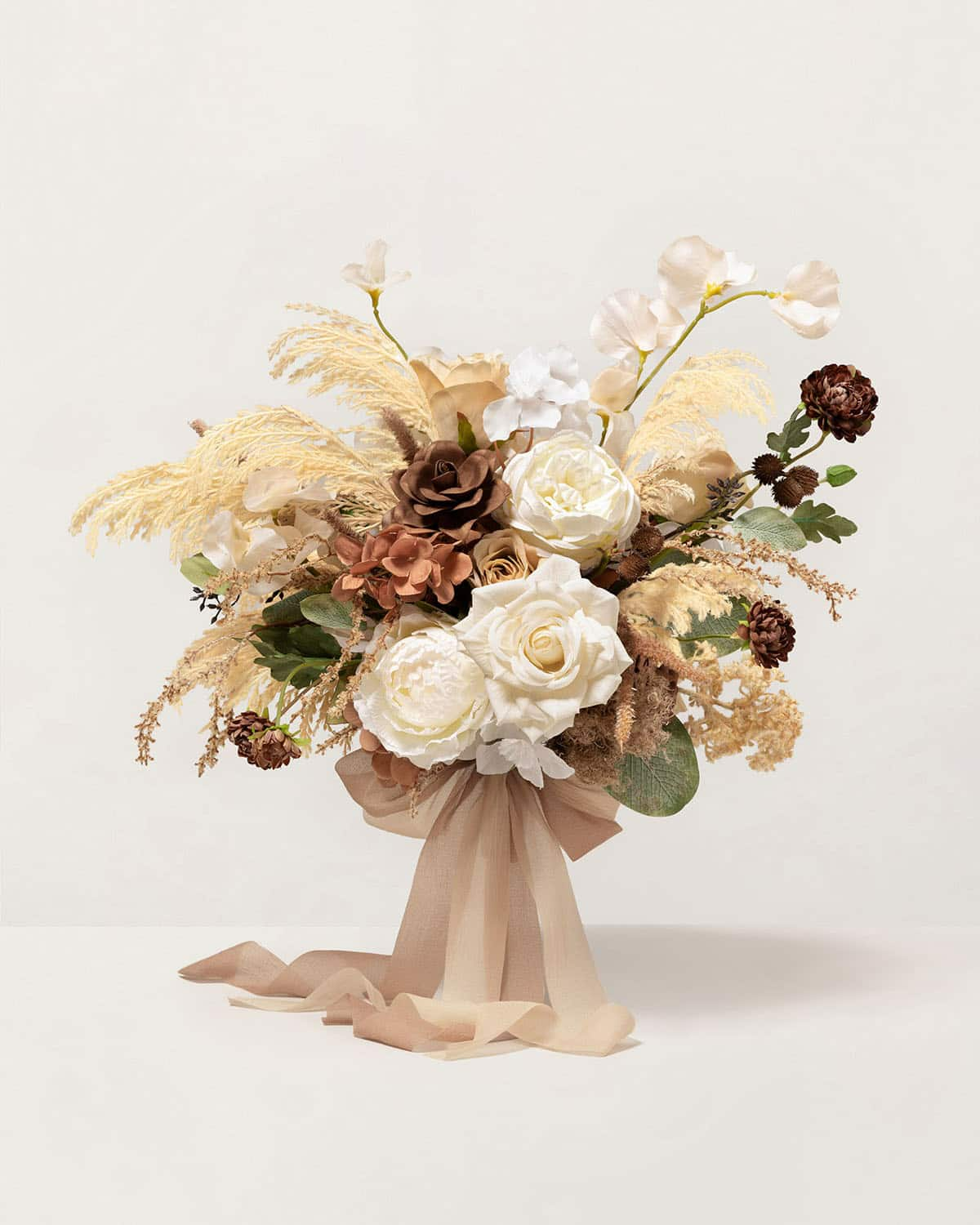 Small Free-Form Bridal Bouquet in Brown & Beige