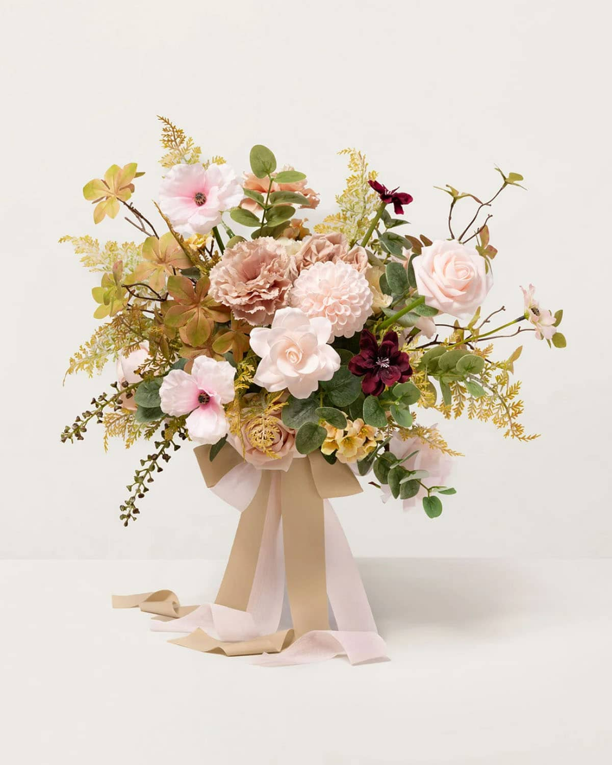 Small Free-Form Bridal Bouquet in Powder Pink & Olive Green