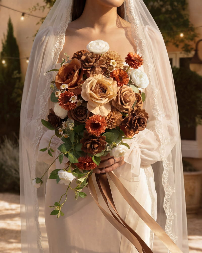 Brown & Orange Bridal Bouquet