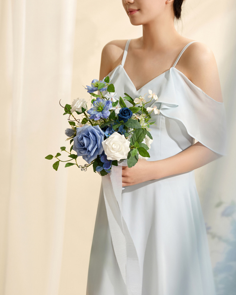 Bridesmaid Bouquets in Timeless French Blue & White