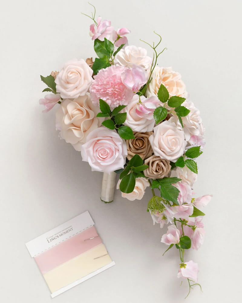 Powder Pink & Sand Beige Bridal Bouquet
