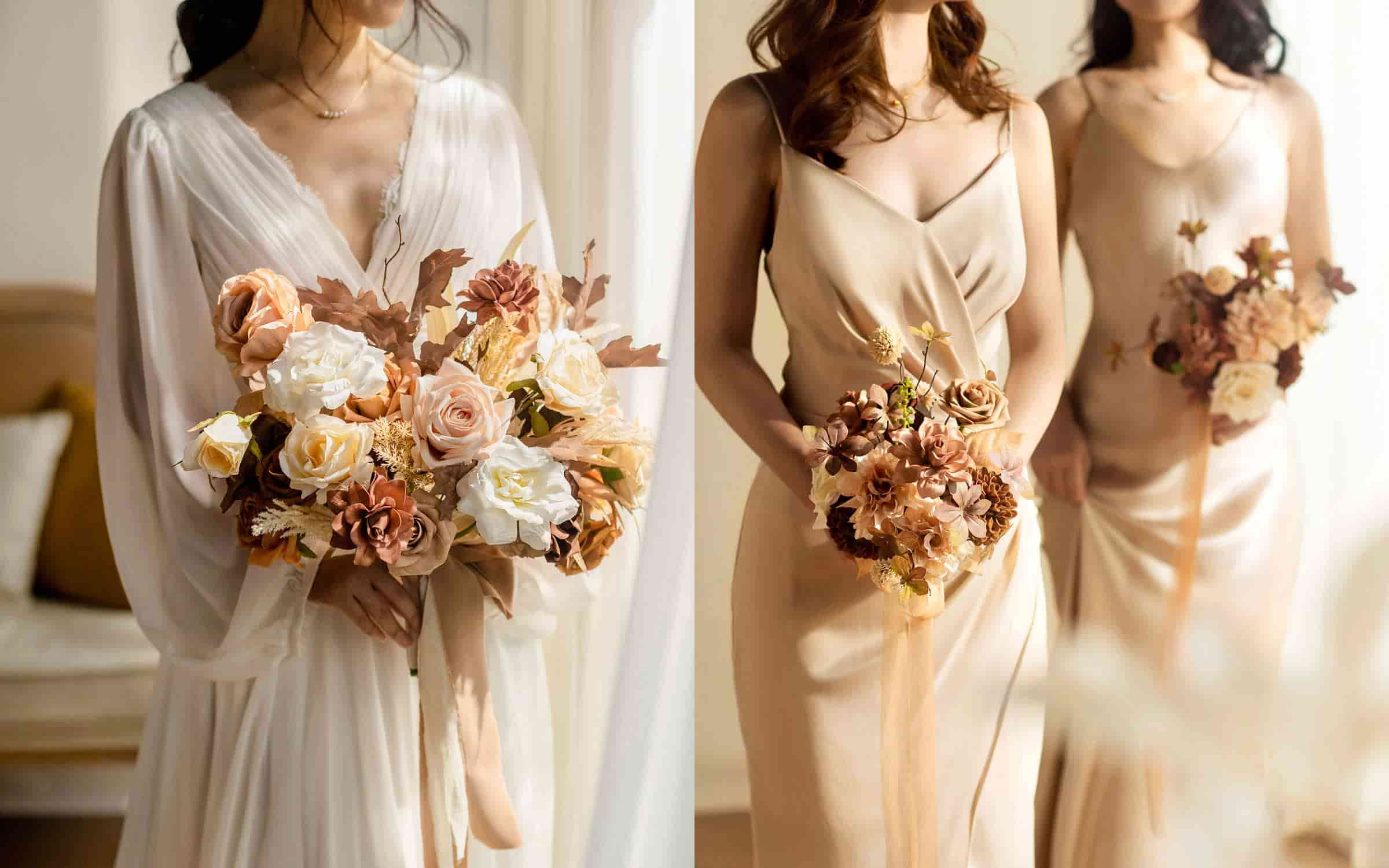 Bridesmaid Bouquet in Organic Sand Beige Elegance