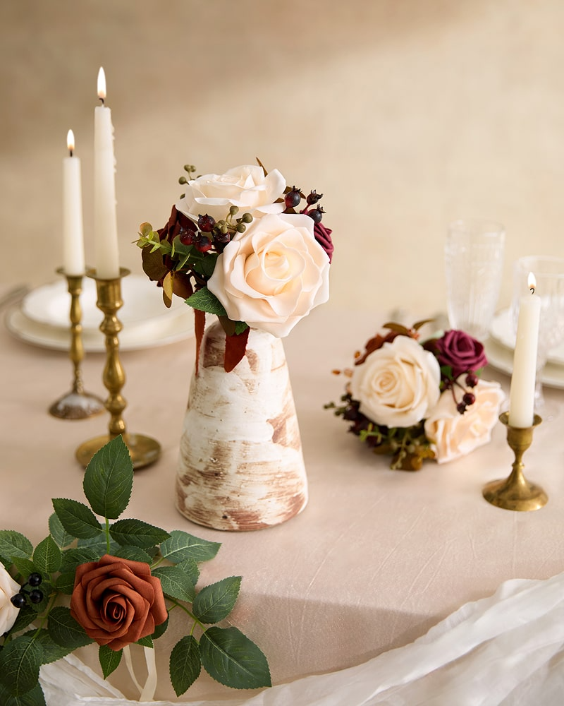 Mini Ready-to-Use Flower Centerpiece Set in Sunset Terracotta