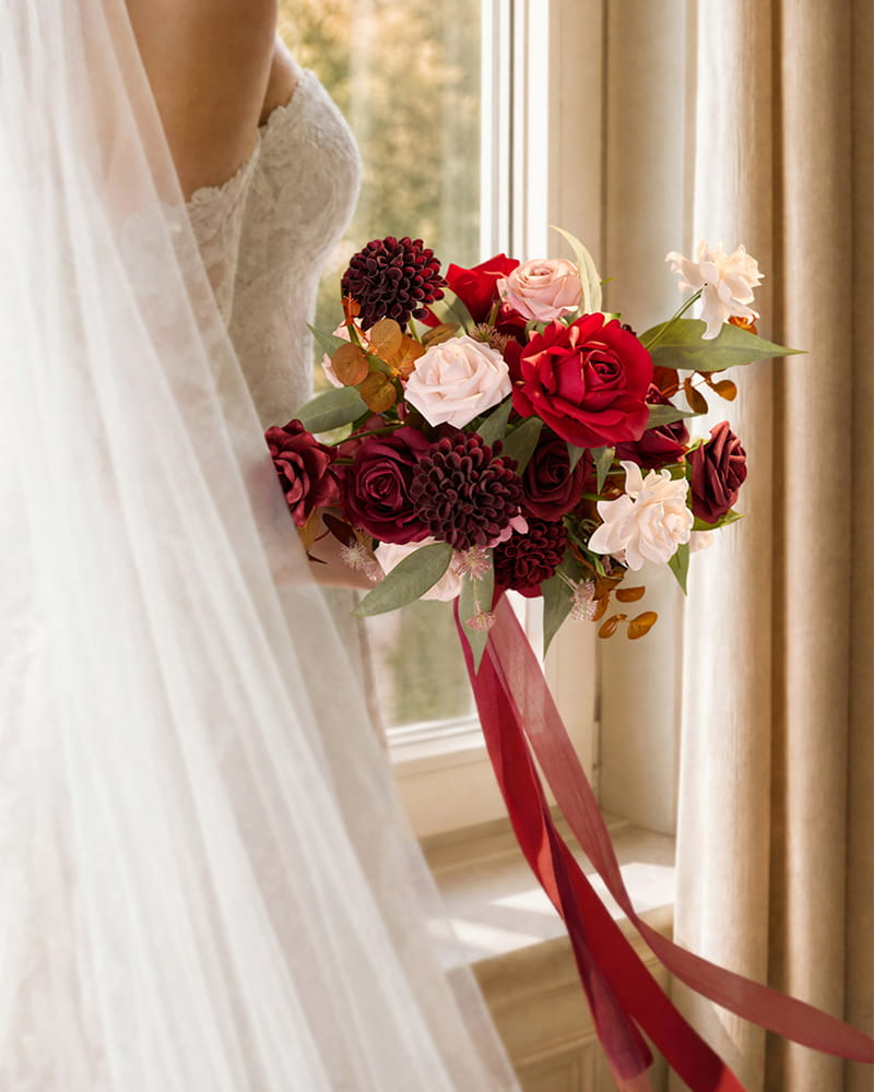 Burgundy & Pink Bridal Bouquet